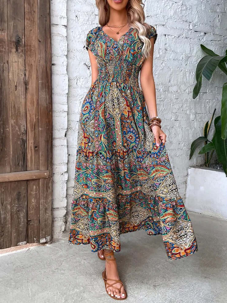 Women's Summer V-Neck Midi Dress