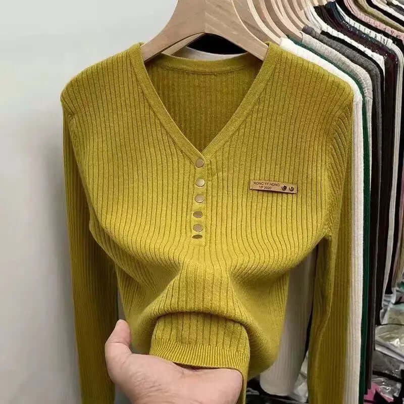 Women's V-Neck Knitted Jumper