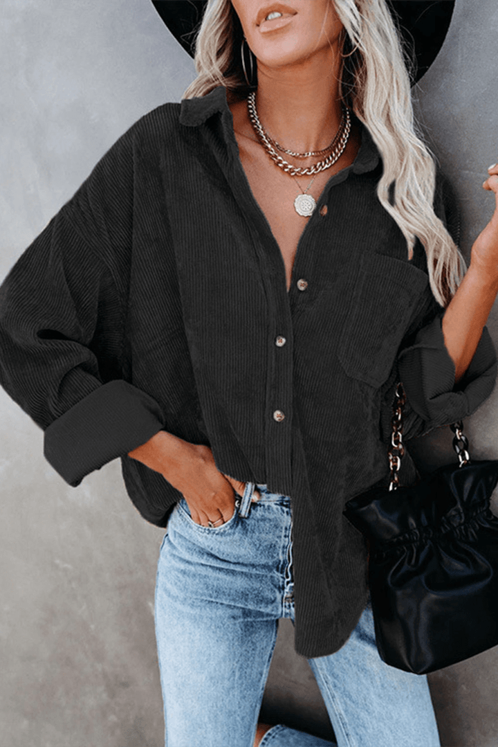 Women's Relaxed Fit Drop Shoulder Long Sleeve Shirt