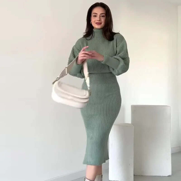 Ribbed Sweater Dress - Elegant