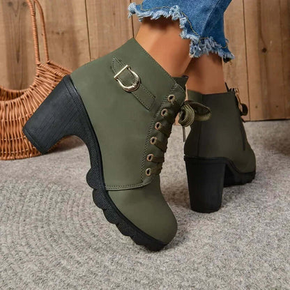 Women's Lace-Up High Heel Ankle Boots