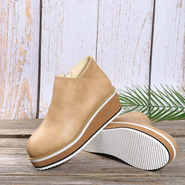 Women's Platform Ankle Boots with Zip