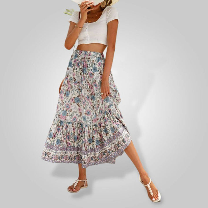 Women's Bohemian Floral Maxi Skirt