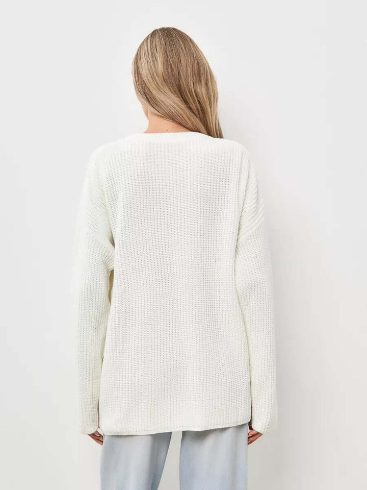Pullover Damen Oversize - Strickpullover mit Rundhalsausschnitt
