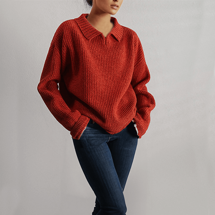 Women's Loose Knitted Jumper - Long Sleeve