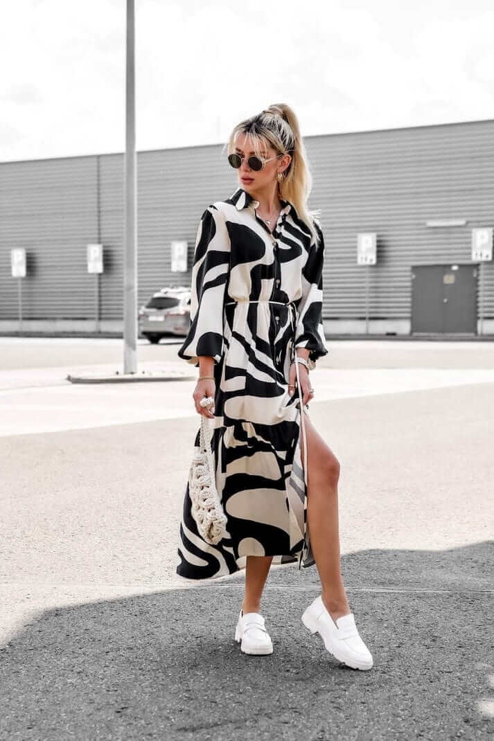 Elegant Maxi Dress - Flowing Polyester Gown