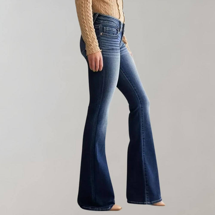 Women's Mid-Waist Slim Fit Stretch Flared Jeans