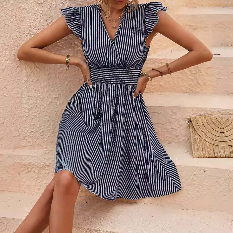 Striped Midi Dress, Elegant and Flattering
