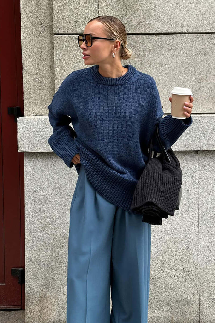 Women's Oversized Charcoal Knitted Jumper