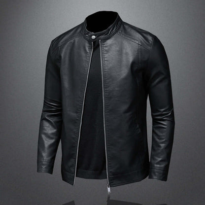 Classic Style Faux Leather Biker Jacket for Men