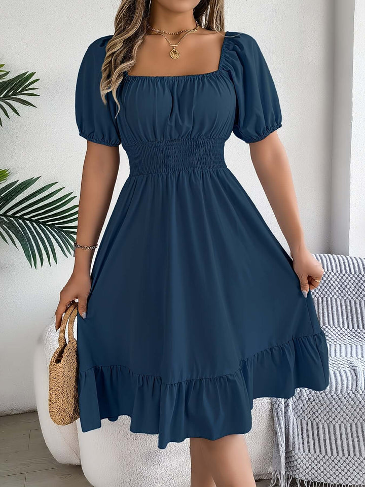 Women's Smocked Puff Sleeve Midi Dress