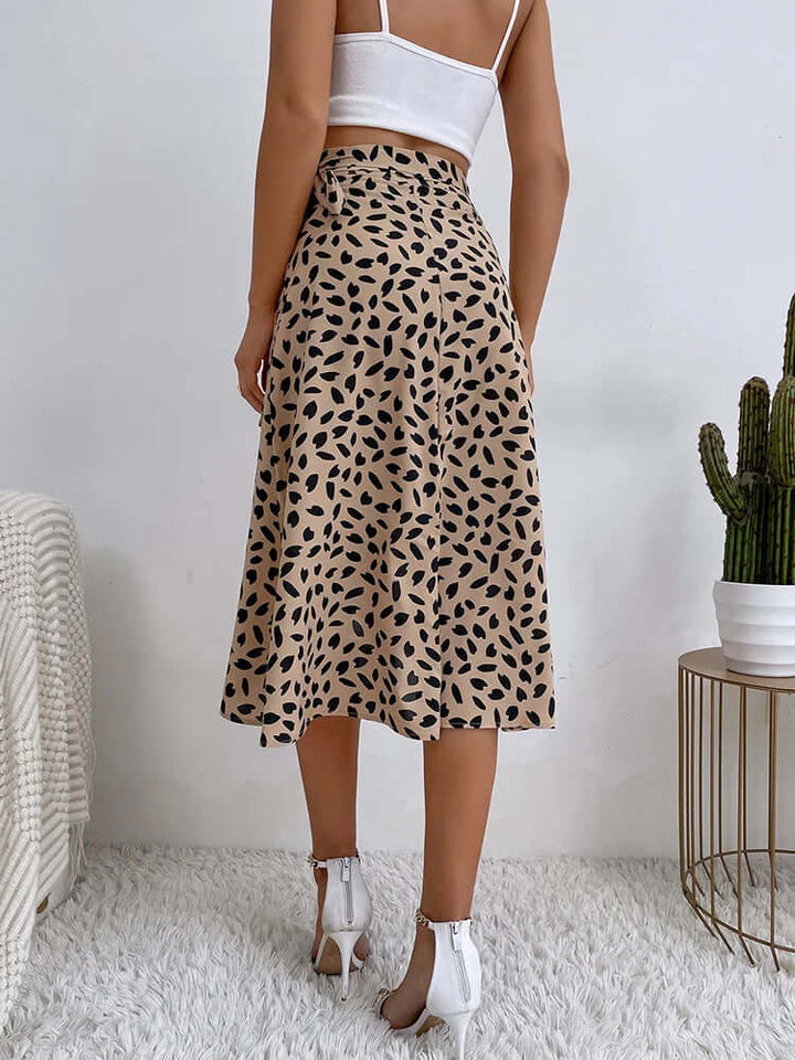 Printed Wrap Midi Skirt - Adjustable Fit