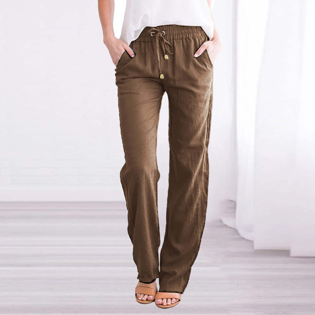 Women's Linen-Cotton Wide-Leg Drawstring Pants