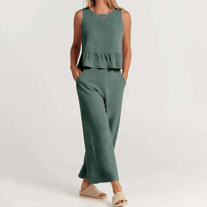 Women's Sleeveless Peplum Cropped Jumpsuit