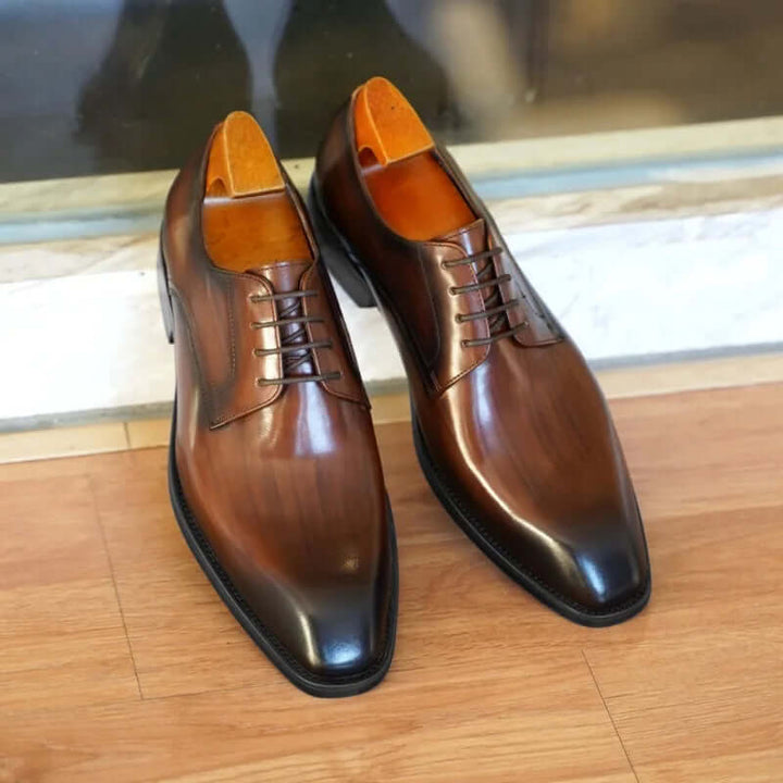 Men's Formal Leather Oxford Shoes with Closed Lacing