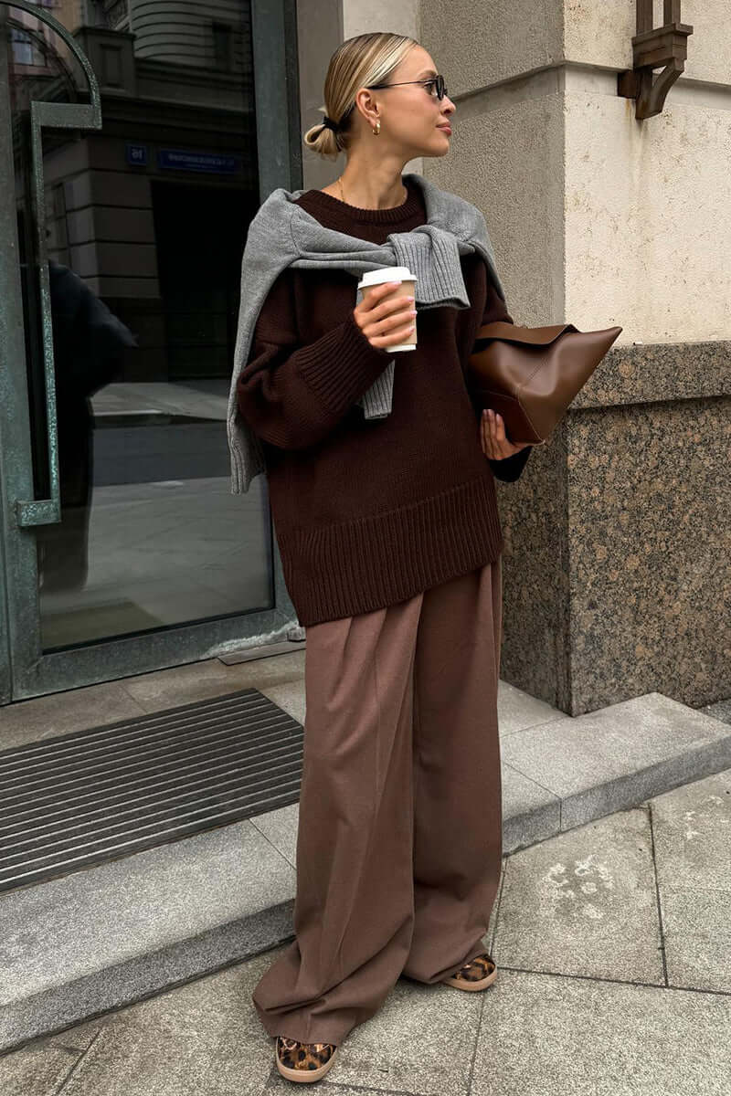 Women's Oversized Charcoal Knitted Jumper