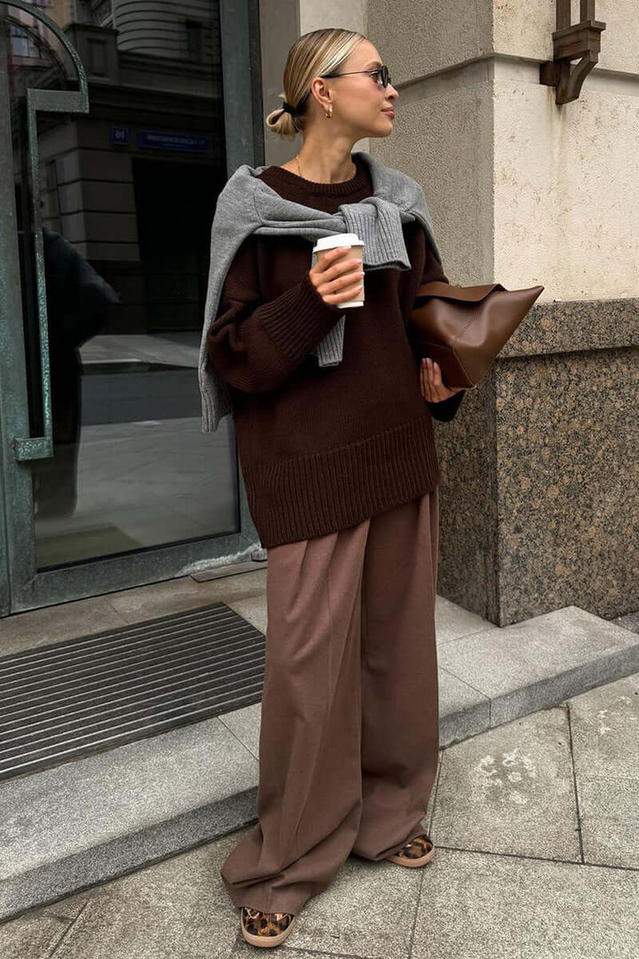 Women's Oversized Charcoal Knitted Jumper