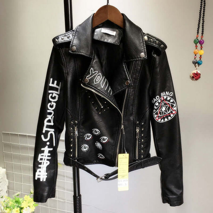 Women's Rivet Detail PU Jacket