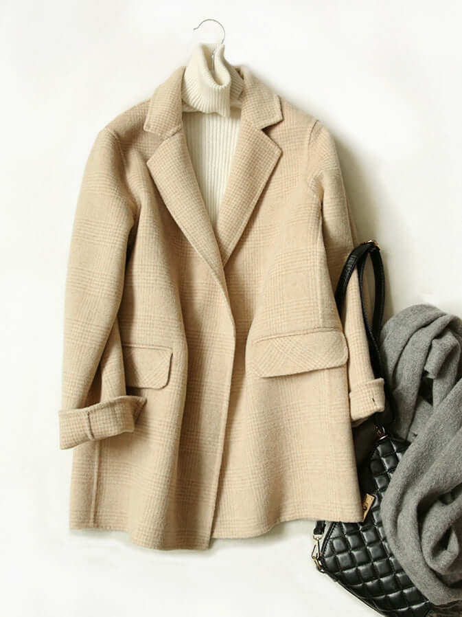 Women's Checked Winter Wool Coat