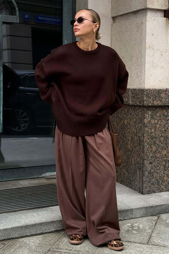 Women's Oversized Charcoal Knitted Jumper