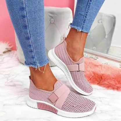 Women's Slip-On Velcro Trainers - Comfortable Walking Shoes
