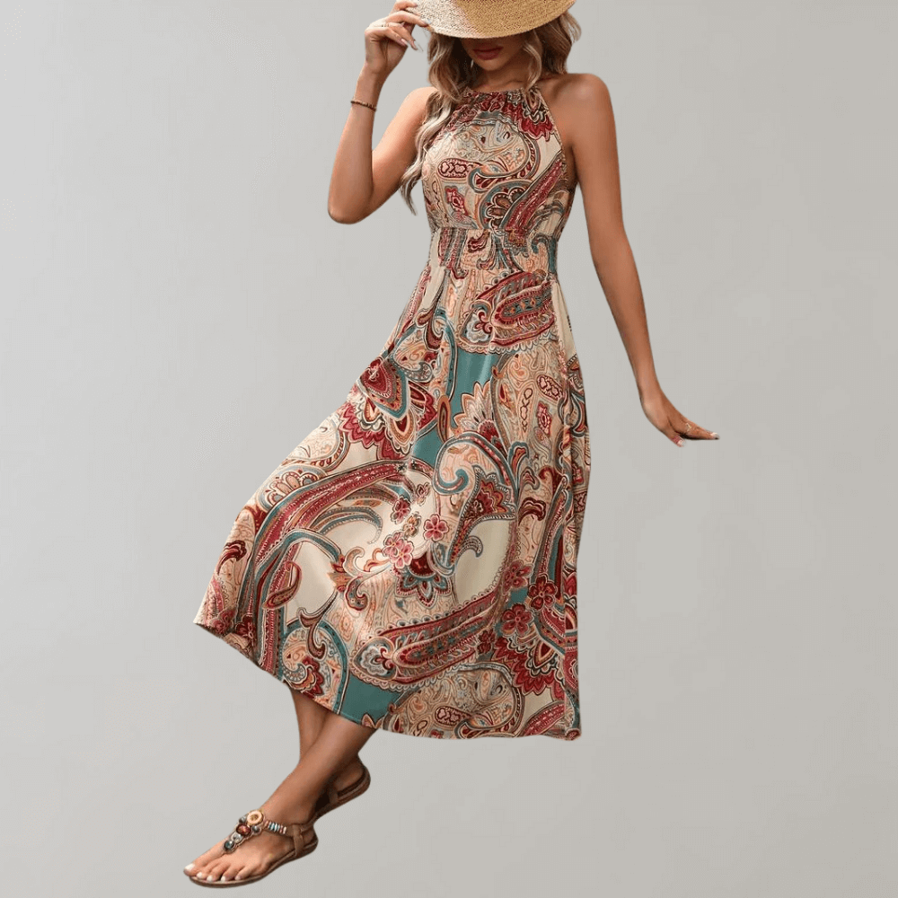 Women's Boho Paisley Print Maxi Dress