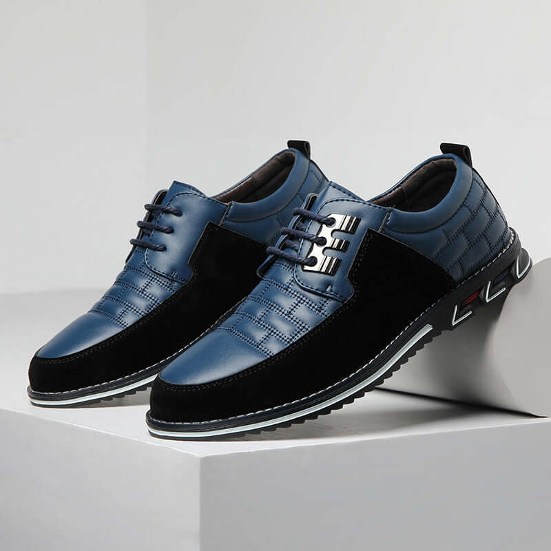 Men's Leather Checked Lace-Up Shoes