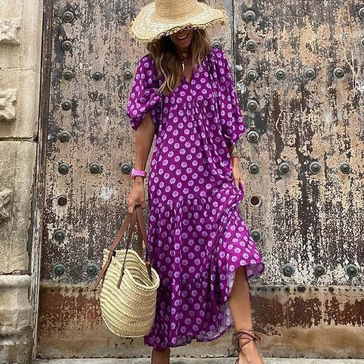 Geometric Print Cotton Midi Dress