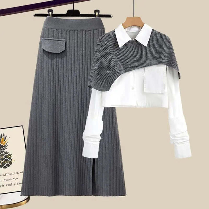 Women's Knitted High Waisted Skirt Set