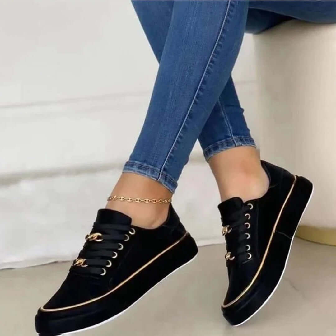Women's White & Gold Trainers