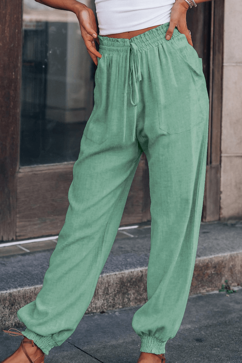 Women's Relaxed Fit Mid-Waist Drawstring Harlan Trousers