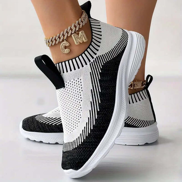 Women's Knitted Slip-On Trainers - Breathable & Cushioned
