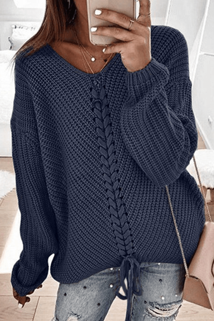 Women's Braided Detail Relaxed Fit Sweater