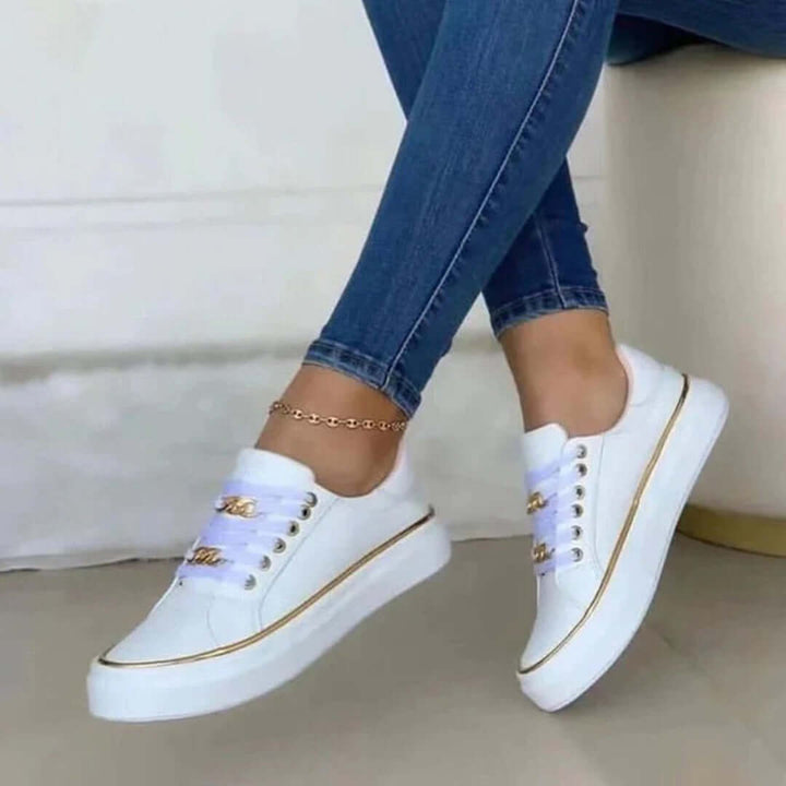 Women's White & Gold Trainers