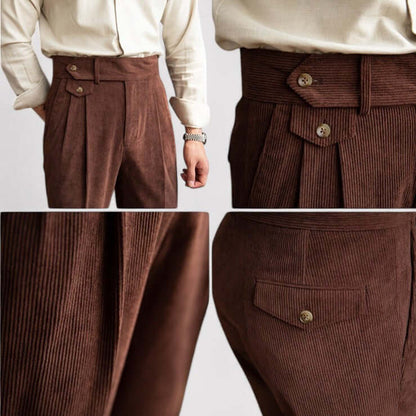 Men's Corduroy Pleated Trousers