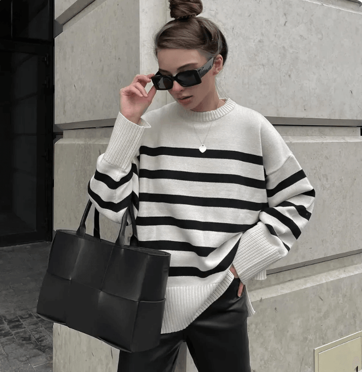 Women's Oversized Striped Knitted Jumper