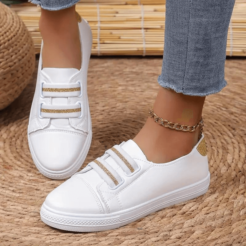 Women's Slip-On Trainers - Rounded Toe - Rubber Sole