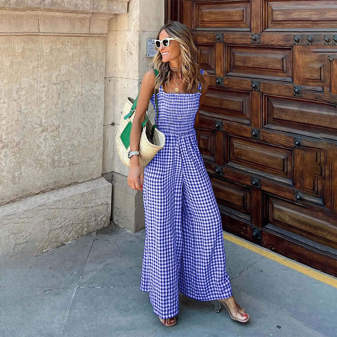 Gingham Smocked Jumpsuit