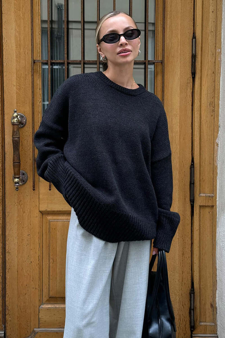 Women's Oversized Charcoal Knitted Jumper