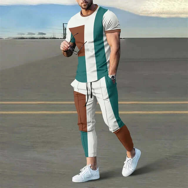 Men's Colour Block Two-Piece Set