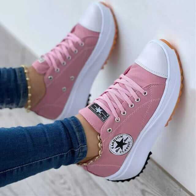 Women's Breathable Canvas Lace-Up Sneakers