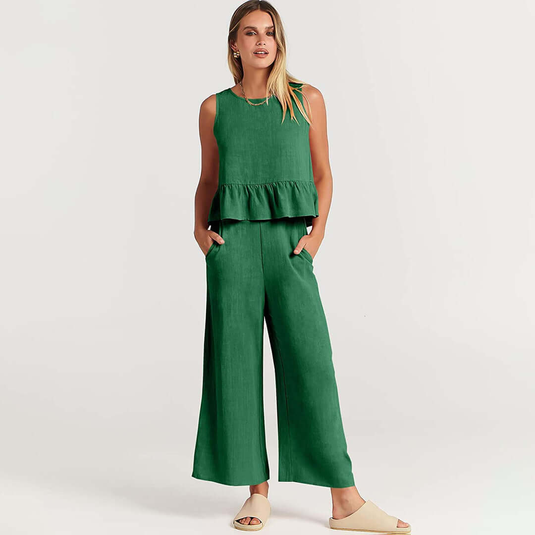 Women's Sleeveless Peplum Cropped Jumpsuit