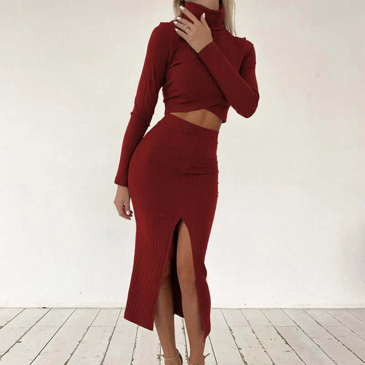 Women's Ribbed Knit Two-Piece Set