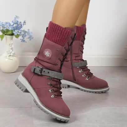 Women's Warm High-Top Winter Boots with Knitted Cuff
