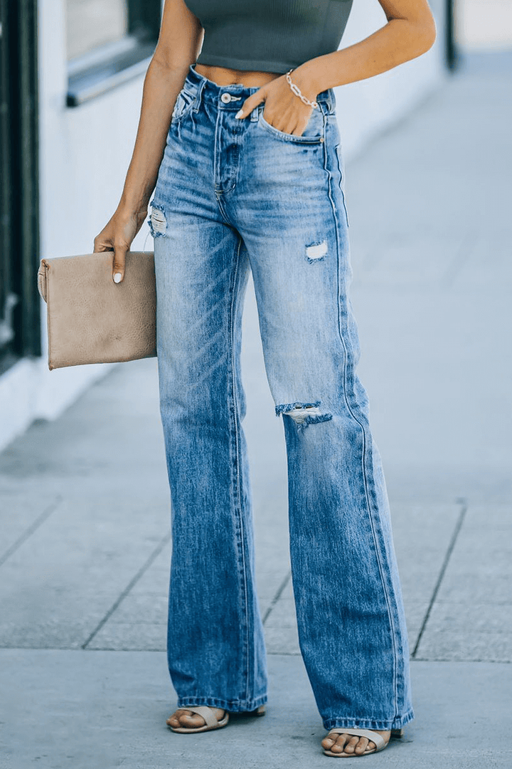 Women's Tassel Ripped Wide Leg Pants