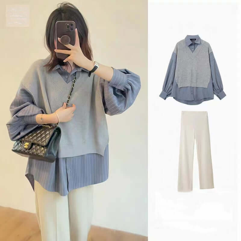 Women's Loose Midi Top & Wide Leg Pants Set
