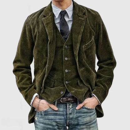 Corduroy Blazer & Vest Set for men