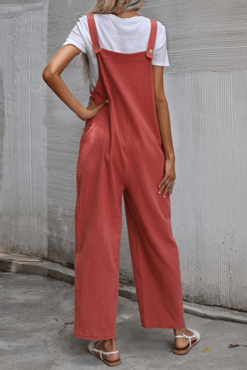 Women's Casual Straight Leg Jumpsuit with Pockets