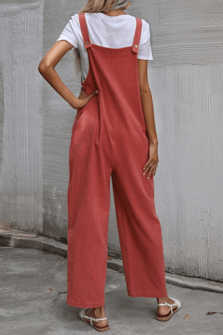 Women's Casual Straight Leg Jumpsuit with Pockets