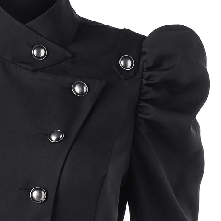 Women's Retro Midi Jacket with Standing Collar